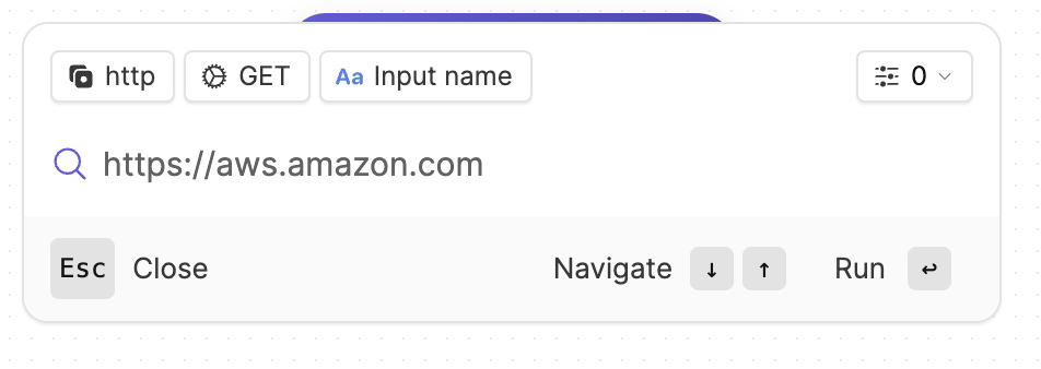 AWS query in top bar