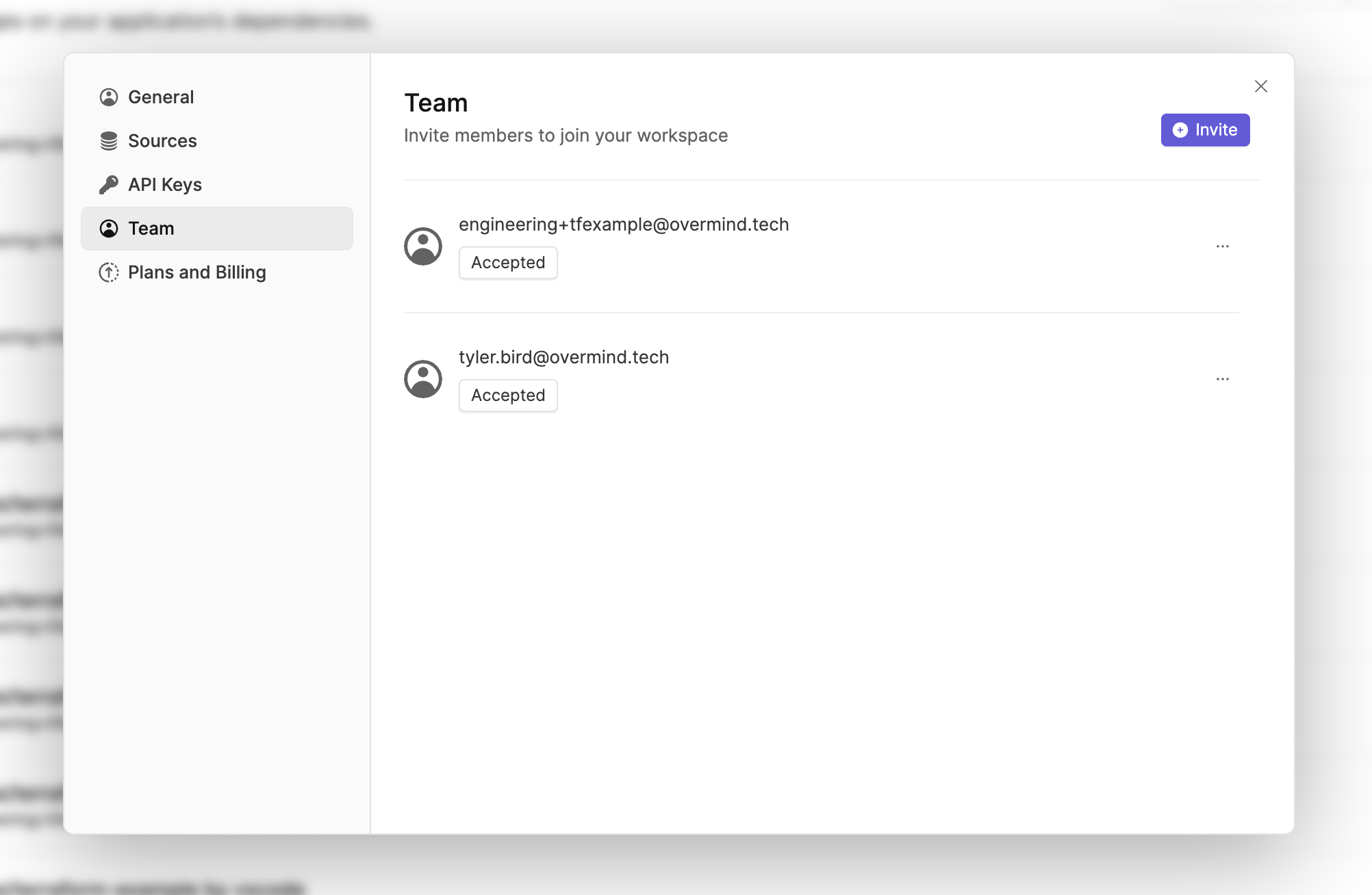 Navigating to settings to invite team members