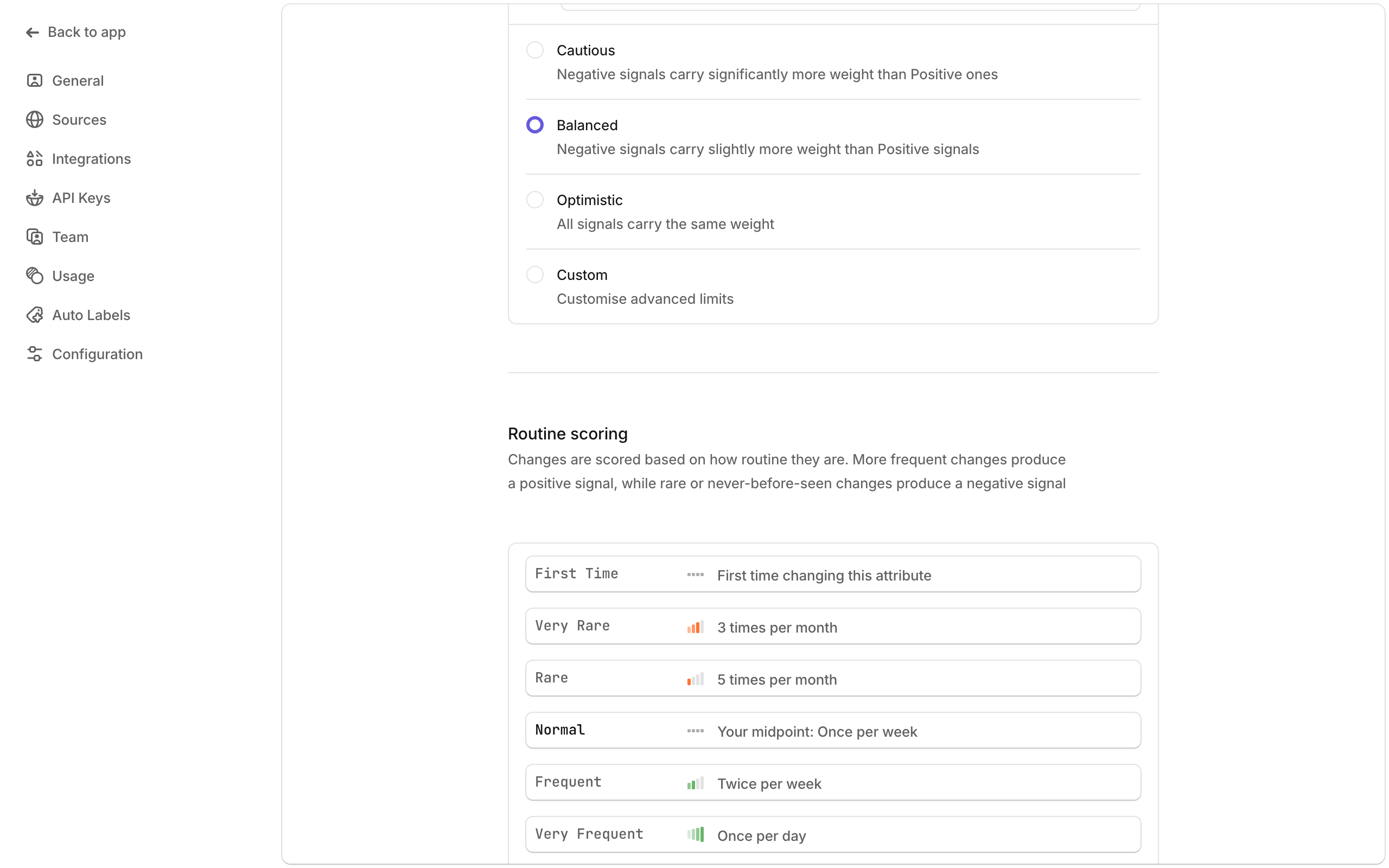 Routine Scoring configuration